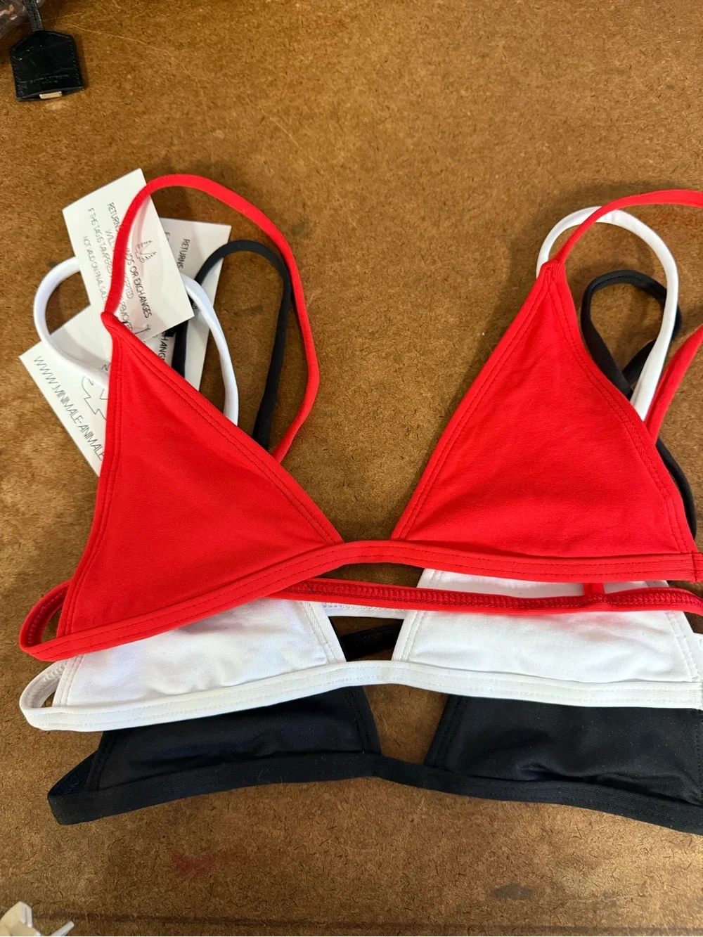 New! Minimale Animale White Triangle Bikini Top & High-Cut Bottom Swim Set!